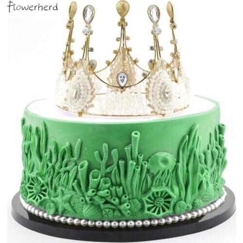 Birthday Wedding Decoration Marine Series Conch Coral Bath Shell Silicone Mold Fondant Tools Cake Chocolate Mold Cake Lace Mat