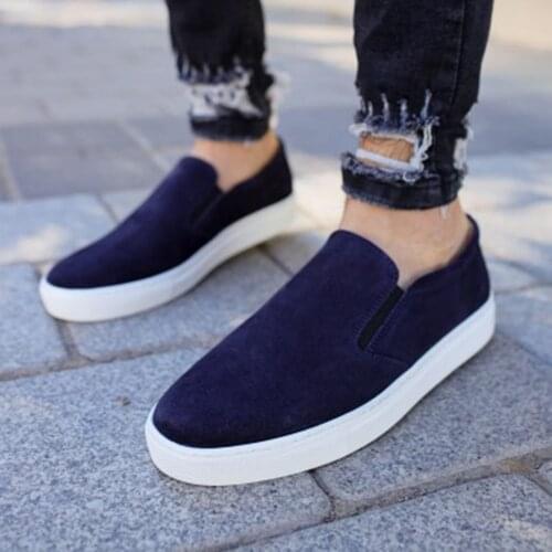 Tezcan Hakiki Deri 7599 Lacivert Süet Erkek Spor Ayakkabı Gerçek Deriden Üretim Yazın Keyfini Çıkarın Nefes Alabilir Hızlı Kargo