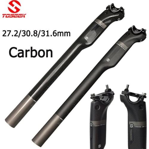 TOSEEK Bicycle Carbon Seatpost 27.2/30.8/31.6 Matte Glossy Cycling Seat Post Bike 400/350mm Poste Para Asiento De Bicicleta