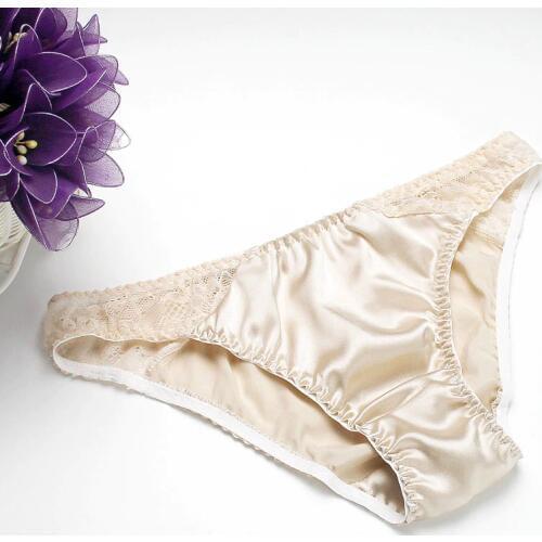 Real Silk Low Waist Panties Women 100% Mulberry Silk Sexy Breathable Lace Briefs M L XL XXL FREE SHIPPING