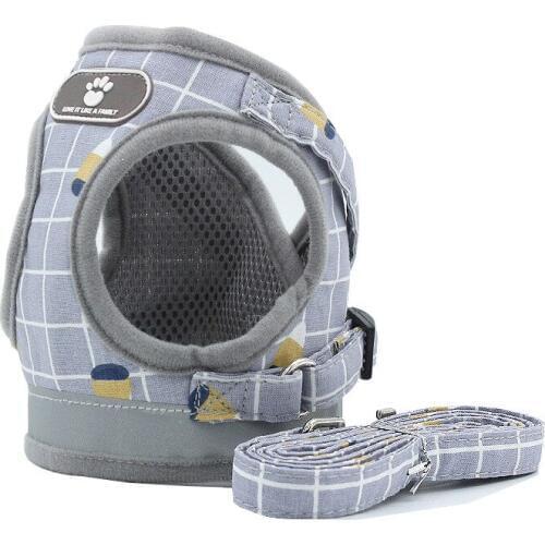 Breathable Puppy Vest Small pet Medium Dogs Yorkie Teddy Reflective Walking Lead Leash sets Soft Mesh collar Dog Cat Harness