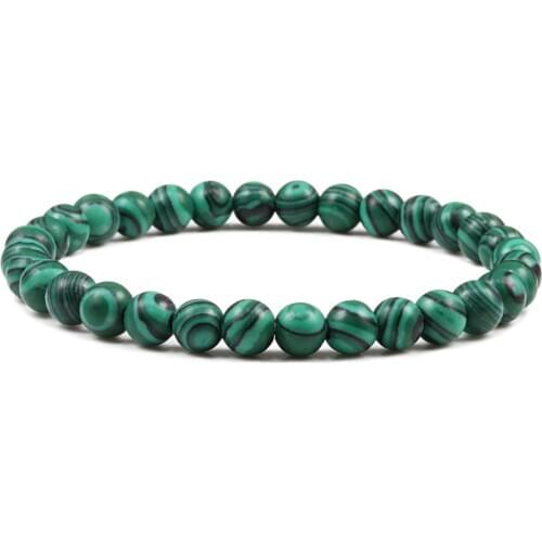 Green Natural Stone Malachite Beaded Bracelet Elastic Rope Distance Bracelets Bangles Healing Balance Yoga Jewelry Gift Unisex