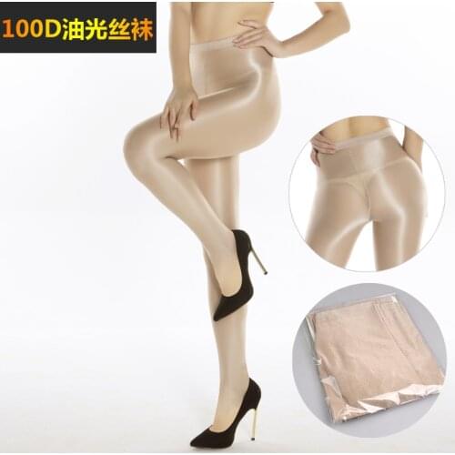 100D Sexy Shaping Socks Oil Socks Shiny Stockings Pantyhose Dance Show Tights Coffee Nude Black
