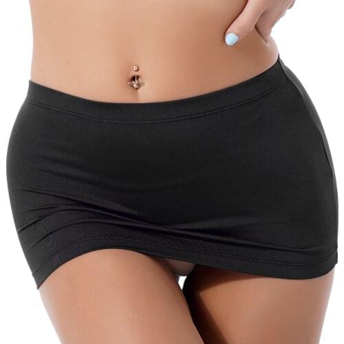 Womens Lingerie Mini Skirts Fashion Stretchy Low Waist Pencil Skirt Ladies Solid Color Elastic Waistband Sexy Bodycon Miniskirt