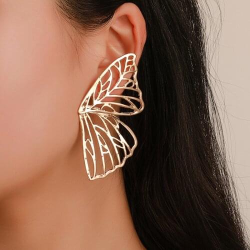 Gold Hollow Butterfly Drop Dangle Earring for Women Metal Big Wing Pendant Earring Statement Jewelry Dangle Statement Earrings