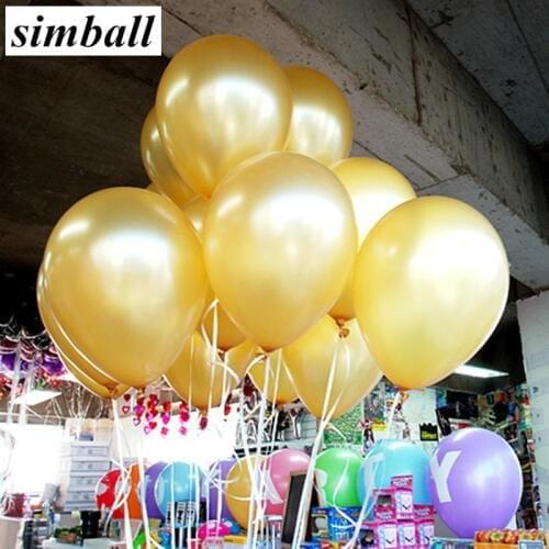 Gold Balloons 50pcs 10Inch Thick 1.5g Latex Pearl Balloons Inflatable Wedding Decoration Air Balls Happy Birthday Party Supplies