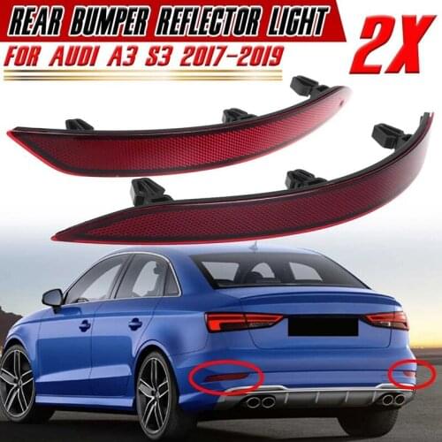 1 Pair Car Rear Bumper Reflector Light Fog Lamp Rear Bumper Fog Light for- A3 S3 2017-2019 8V5945106D 8V5945105D
