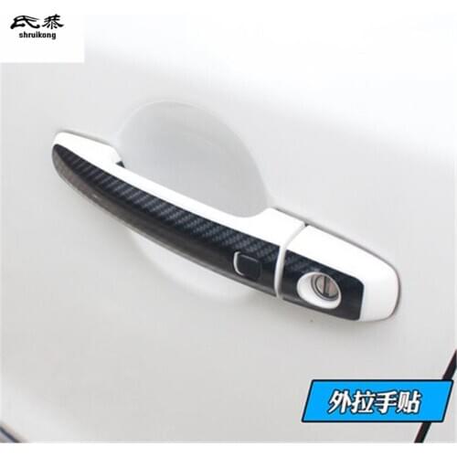 1lot carbon fiber car stickers outside door shake handshandle bowl decoration cover for 2016-2018 SUZUKI Vitara four doors