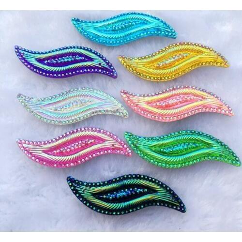 15*47mm AB Resin Rhinestones Appliques S-shaped Crystal Stones Flat Back Strass Beads For DIY Clothes -E08*5