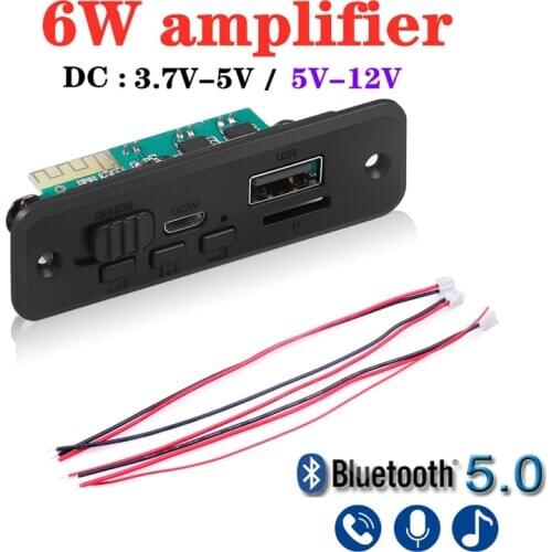 2*3W Amplifier Bluetooth 5.0 MP3 Player Decoder Board 5V 12V Car FM Radio Module Support FM TF USB AUX Hands free Call Record