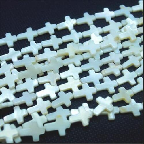 26pcs nature shell beads mother of pearl cross shapes shell strands white colors for bracelets making accessories 12x16mm colors