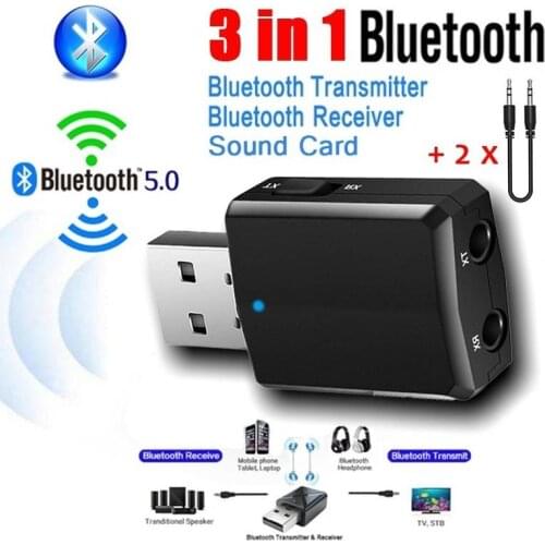 3-in-1 Bluetooth-compatible 5.0 Receiver Transmitter Mini Stereo Audio AUX RCA USB 3.5mm Jack For TV PC Car Kit Wireless Adapter