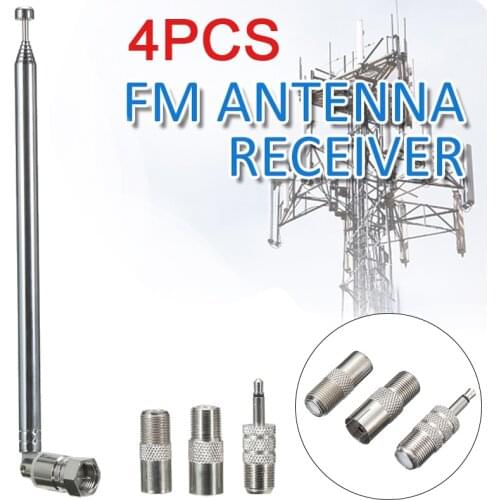 4 Pcs FM Radio Aerial Antenna F Type Male TV Antenna Telescopic Aerial Receiver with Adapters