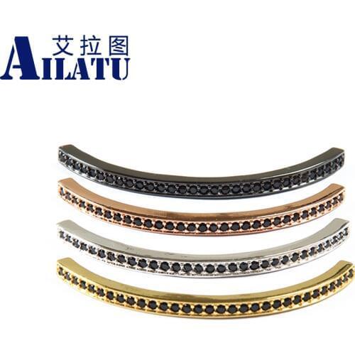 Ailatu 10pcs/lot Elbow Charms with Micro Paved Black Cz Fit DIY Fashion Bracelets