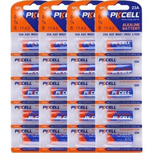 90Pcs(5Pc/Card)PKCELL 12V 23A Super Alkaline Battery MN21 V23GA VR22 A23 L1028 Batteries for MP3 Walkman toys