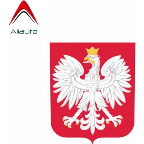 Aliauto Creative Car Sticker Poland Flag Coat of Arms Vinyl Decal Cover Scratches for Mini Cooper Skoda Smart Audi B8,10cm*8cm