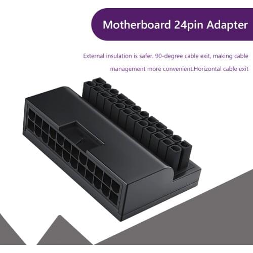 24Pin 90 Degree Power Plug Adapter Mainboard Power Connector Modular PC Computer Power Connector Accessories