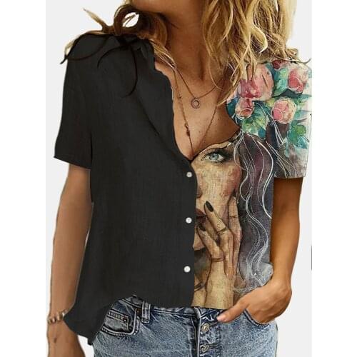 Women Blouses 2021 New Summer Short Sleeve Turn Down Collar Casual Office Shirt Lady Tops Blusas Femininas Couple Outfit T-shirt