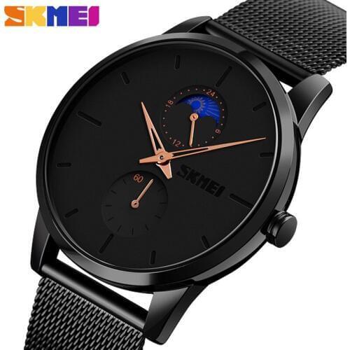 SKMEI 2019 Men Waterproof Stainless Steel Fashion Business Quartz Watch Clock Mens Watches Top Brand Luxury Man Wristwatch 9208