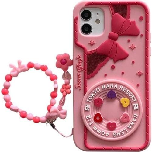 Korean Style Lovely Camera Beaded Chain Case for iPhone 12 Pro Max Back Phone Cover for 12 11 Pro Max X XS XR 8 7 Plus SE 2020