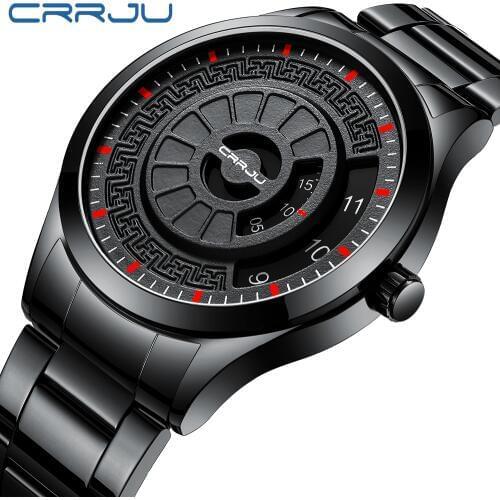 CRRJU Fashion Men Watch Top Luxury Brand Unique Style Watch Men Quartz Watch Waterproof Big Dial Sports Watches Retro Relogio