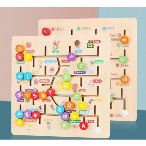 Kid Montessori Wooden Toys Maze Slide Puzzle Jigsaw Board Alphabet Digital Matching Early Learning Educational Toys For Children