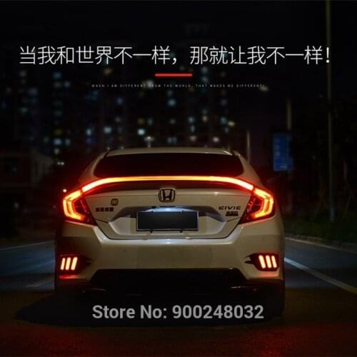 For Honda for Civic 2016-2018 Car Style LED ABS Plastic Unpainted Color Rear Roof Spoiler Wing Trunk Lip Boot Cover Car Styling