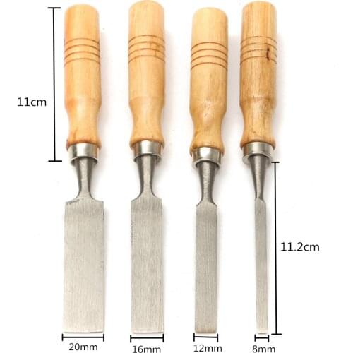 Doersupp 8/12/16/20mm 4Pcs For Woodworking Carpenter Hand Tools Work Wood Carving Chisels Tool Set
