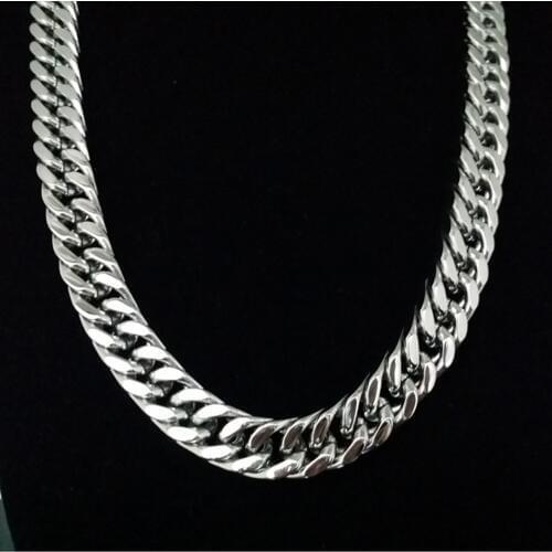Granny Chic Polishing Gold Color 15mm Wide Double Stainless Steel Curb Cuban Link Chain Strong Mens Necklace Or Bracelet