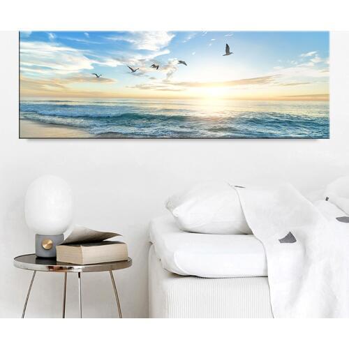 Modern Wall Art Decor Ocean Waves Coastal Landscape Canvas Painting Picture Home Wall Decor