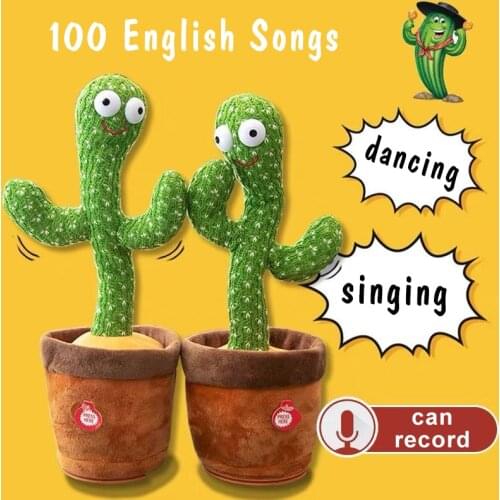 Kawaii Plushie Cactus Toys Can Singing Dancing English Songs Swing Body Learning To Speak Glowing Baby Educational Birthday Gift