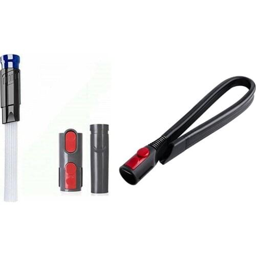1Set Attachment Brush Adaptor Set For Dyson V8 V10 V6 Dc35 Dc61 Dc62 & 1PC Flat Nozzle Head For Dyson V8 V7 V10 V11