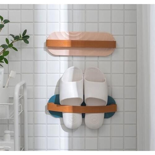 Creative Wall-Mounted Shoe Rack Home Storage Wall Slippers Shelf Shoes Storage Bathroom Rack Towel Hanger