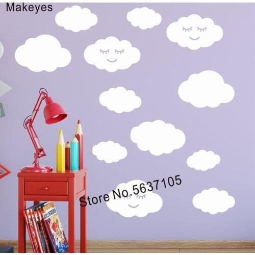 Makeyes Smiling Clouds Wall Decal Home Kids Bedroom Wall Stickers Vinyl Wall Art Pcs Clouds Happy Cute Decoration Wallpaper Q550