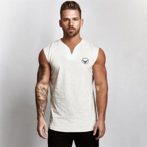 New Workout Mens Fashion Casual Tank Top Musculation Gym Training Breathable Fitness Singlets Running Sleeveless V-Neck Vest