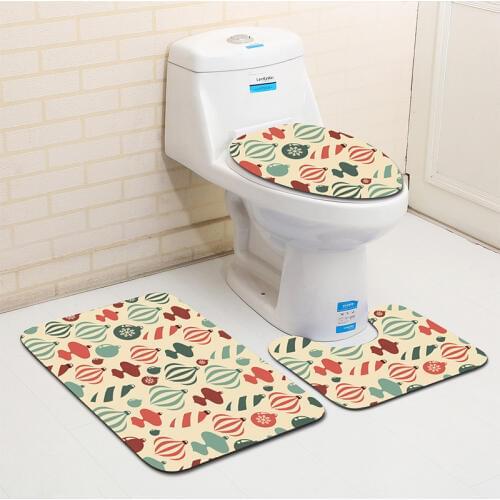 Microfiber 3Pcs Bathroom Carpets Set Non-slip Floor Mats Toilet Bath Mats Set Washable Pedestal Rug Toilet Lid Cover Bath Rugs