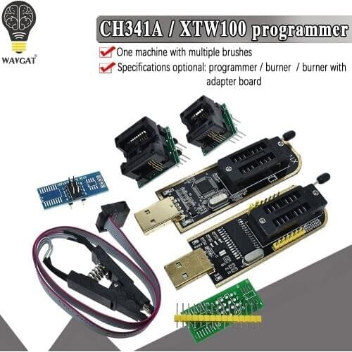 CH341A XTW100 24 25 Series EEPROM Flash BIOS CH341 USB Programmer Module + SOIC8 SOP8 Test Clip For EEPROM 93CXX / 25CXX / 24CXX