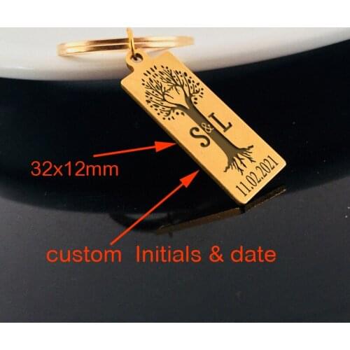 Custom Couple Initials Anniversary Surprise Gifts Laser Engraved Three-colors To Choose Exquisite Charm Keychain