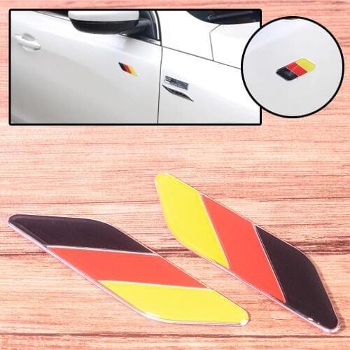 2Pcs 3D Aluminum alloy Germany Flag Emblem Leaf Side Sticker Decal Grille 113x28mm Fit For Renault Clio Captur Scenic Peugeot