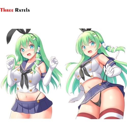 Three Ratels B56 Kochiya Sanae And Shimakaze Touho Anime For Occlusion Scratch Decoration Decals Waterprof Bumper&Trunk Stickers