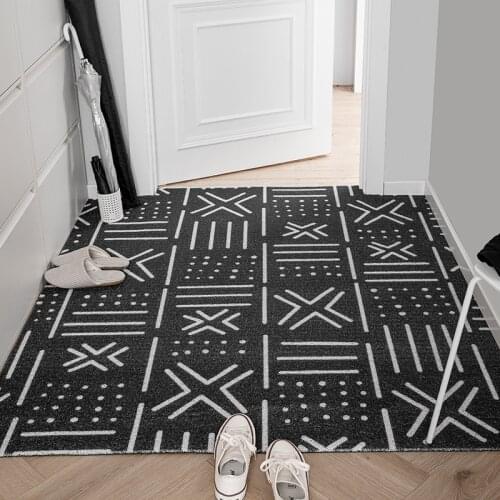 New Black White Morocco Indoor Doormat Rugs Non Slip Inside Entrance Dirts Trapper Door Mat Water Absorbent Low-Profile Mud Rug