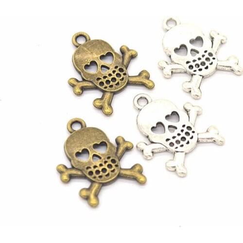 New Hot 30pcs Fashion gifts vintage Pirate skulls alloy charms DIY making bracelet necklace jewelry accessories Pendant series