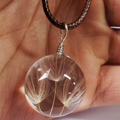 New Style Glass Dandelion Necklaces Jewelry Seeds In Glass Wish Bottle Choker Torque Chain Necklace Pendant Ornaments