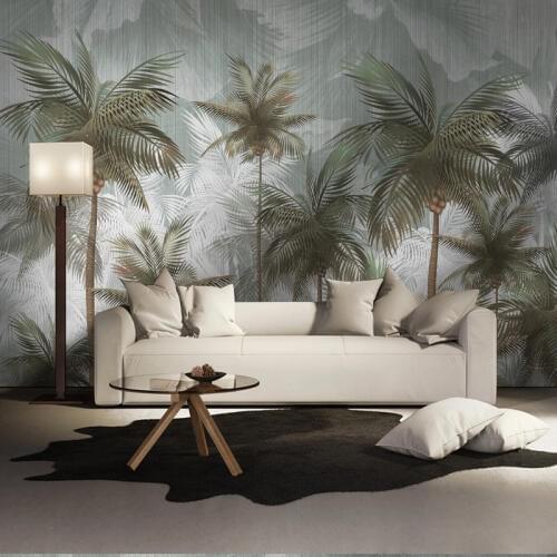 Custom Mural Wallpaper Green Vintage Tropical Leaves Wall Cloth Living Room TV Sofa Backdrop Wall Painting Modern Wallpaper 3 D