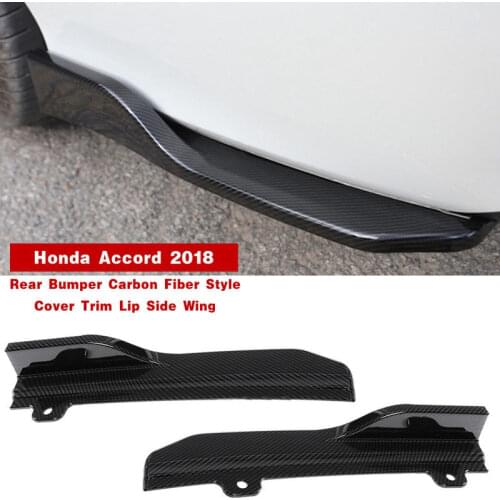 Pcmos 2Pcs Carbon Fiber ABS Rear Bumper Cover Trim Lip Side Wing For Honda Accord 2018 Exterior Parts Styling Mouldings New