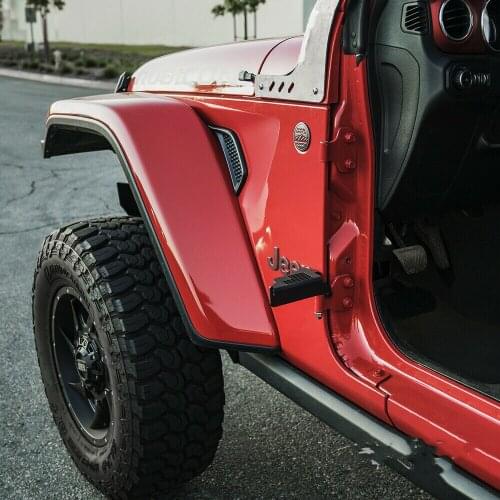 Flag Style Front Black Steel Foot Pegs Pedal for 2018-2021 Jeep Wrangler JL JLU