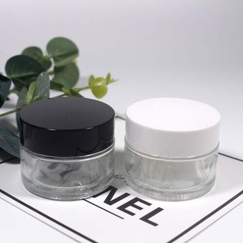 30g Empty Transparent Glass Jar Containers Cosmetic Cream with plastic cover
