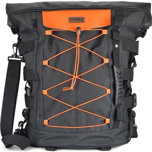 Expandable Motorcycle Travel Luggage Sissy Bar Bag, Weather Resistant Tail Duffle Bag Backpack with Sissy Bar Straps
