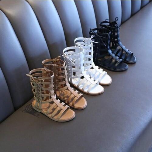 Girls Sandals Soft Bottom Little Princess Shoes Summer New Childrens High Roman Shoes Baby Princess Peep-Toe Beach Sandals