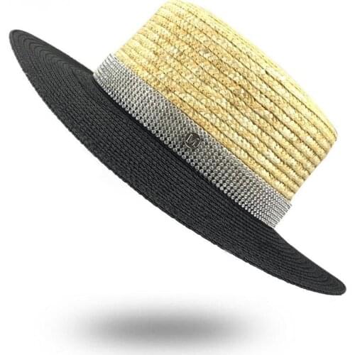 Elegant Wide Brim Boater Hat Summer Raffia Hat Women Straw Sun Hat Flat Straw Fedoras Panama Hat Summer Travel Beach Hats